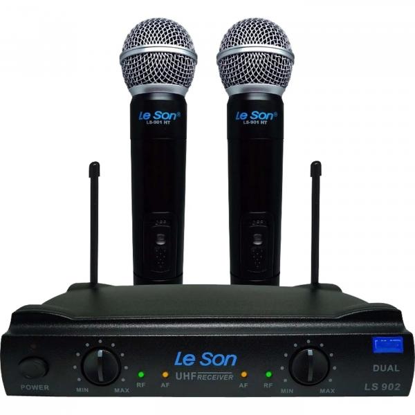 Microfone Duplo Sem Fio LS 902 UHF HT HT Preto - LESON