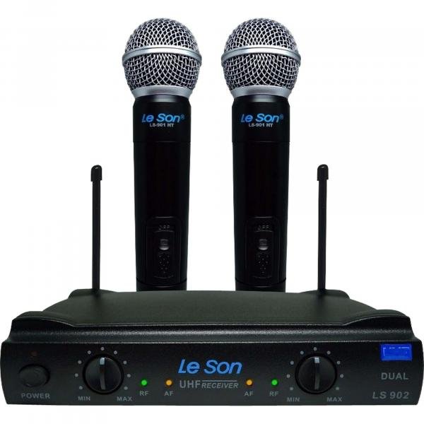 Microfone Duplo Sem Fio LS902-UHF-HT/HT Preto LESON