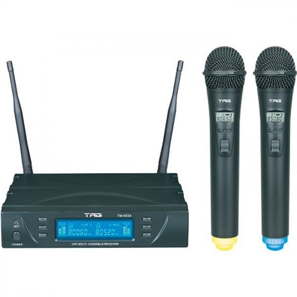 Microfone Duplo Sem Fio UHF Digital TM-8034 Nagano