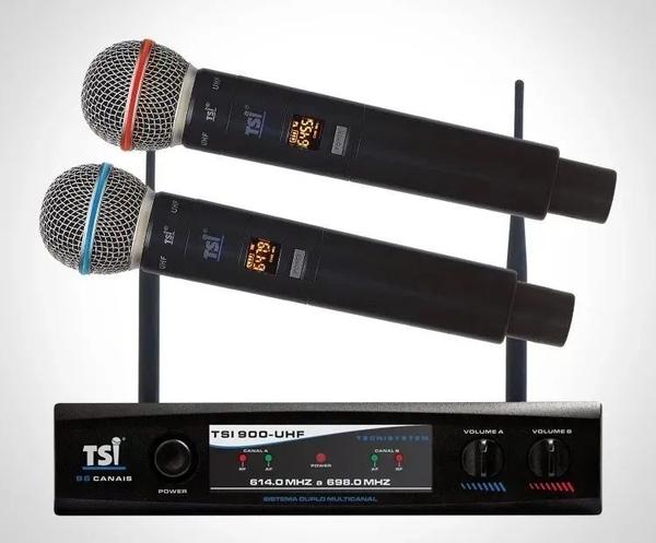 Microfone Duplo Tsi 900 Uhf 96 Canais Tsi900