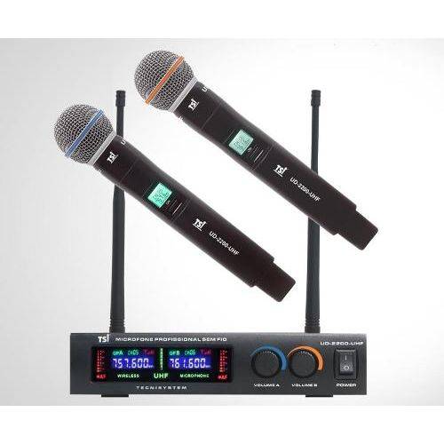 Microfone Duplo Tsi Sem Fio Mão Digital Ud-2200 Uhf