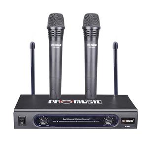 Microfone Duplo VHF Sem Fio Profissional Promusic Até 46Mts - 055-3688