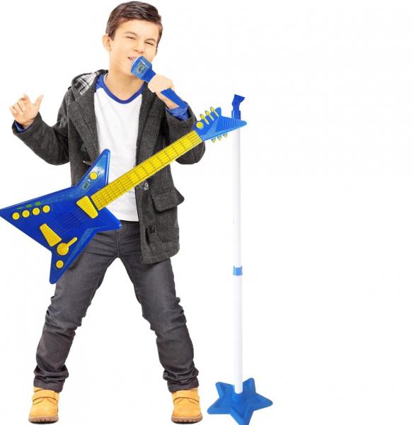 Microfone e Guitarra Infantil Rock Star - Azul ou Rosa - Zoop Toys
