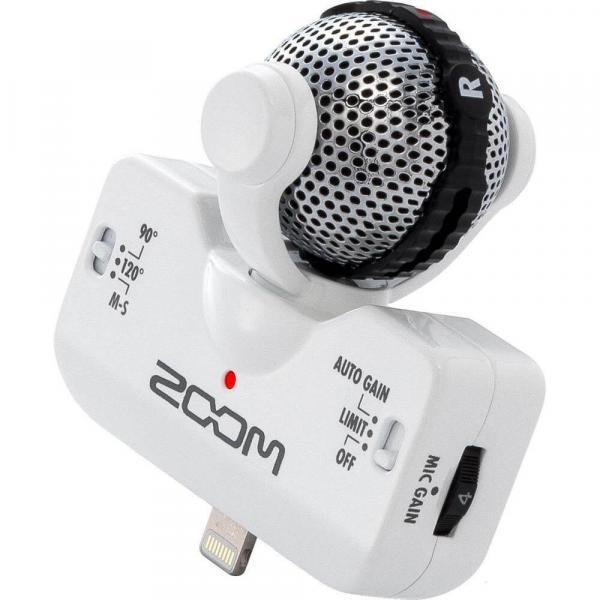 Microfone Estéreo Zoom IQ5 Profissional para IPhone, IPad e IPod Touch - Branco