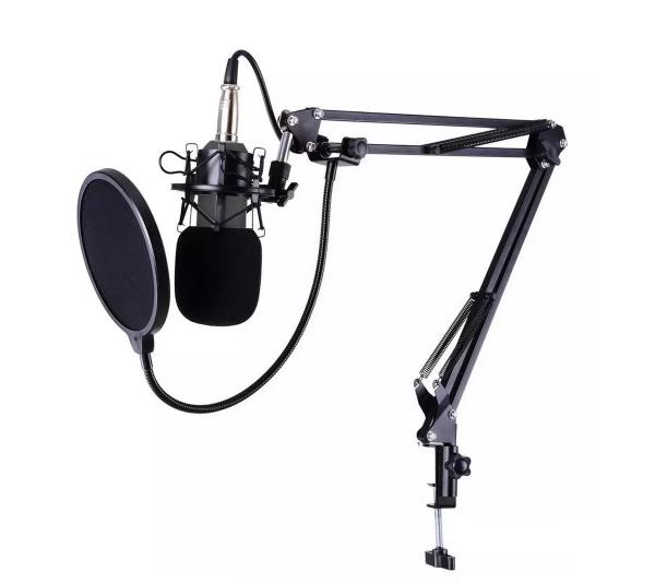 Microfone Estúdio Bm800 + Aranha + Braço + Pop Filter