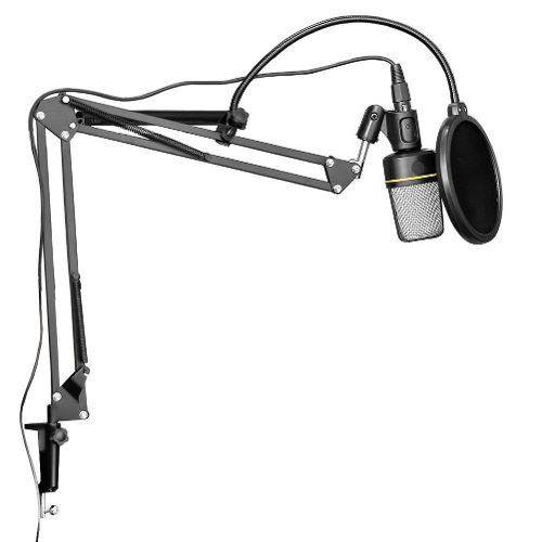 Microfone Estúdio Sf920 + Pop Filter + Pedestal Suporte Braço Articulado