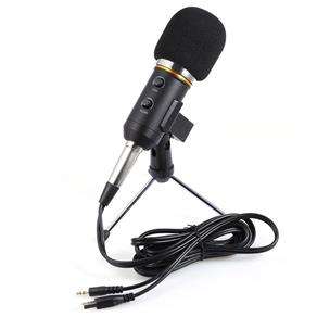 Microfone Gravador e Condensador de Áudio MK - F200FL com Suporte, Clipe e Cabo USB Duplo (Preto)