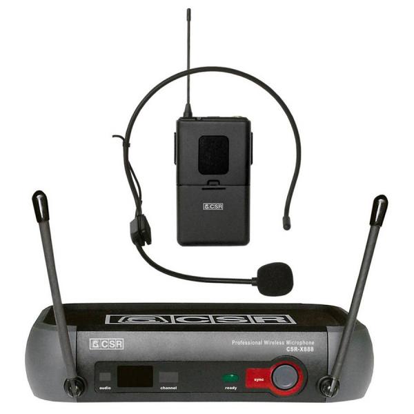 Microfone Headset Sem Fio UHF CSR 888 Obrigatórias