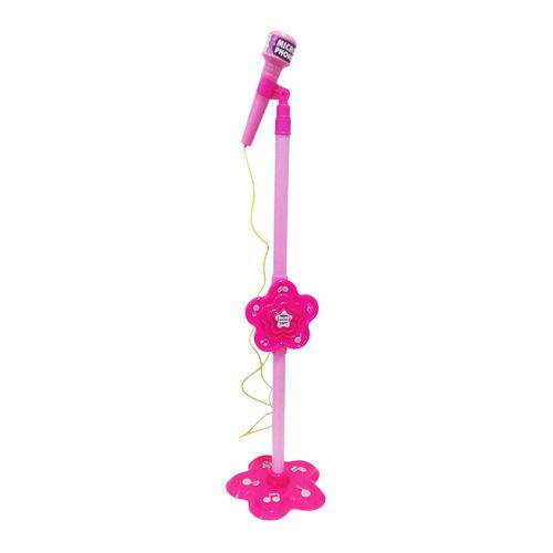 Microfone Infantil com Pedestal e Karaoke Mp3 Rosa
