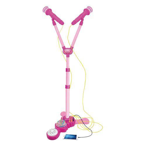 Microfone Infantil Karaoke Duplo Amplificador Pedestal Musical Rosa (dmt5048)