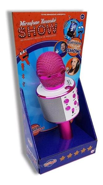Microfone Infantil Karaokê Show com Bluetooth Conecta a Pendrive Rosa- Toyng