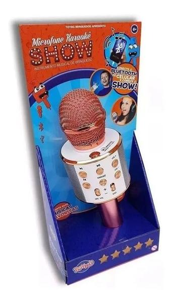 Microfone Infantil Karaokê Show Com Bluetooth Conecta A Pendrive Rosé - Toyng