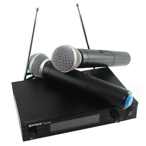 Microfone Jiaxi Wg2009sc Uhf Display Lcd 1 Freq S/Fio Mao Duplo 2 Ant.