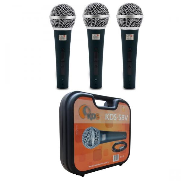 Microfone Kadosh Kds58v Kit com 3 Microfones - 3 Cabos