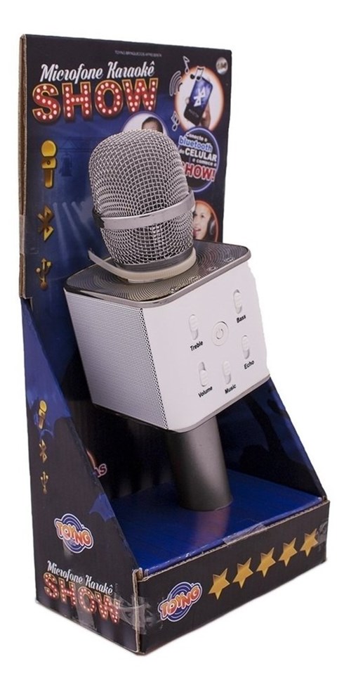 Microfone Karaokê Show com Bluetooth Toyng (Prata)