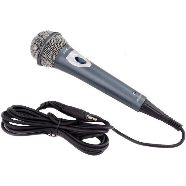Microfone Karaokê Unidirecional Plug 3,5 Cabo 3 Metros - Philips SBCMD150