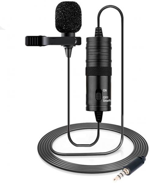 Microfone Lapela Estéreo Boya M1 para Câmeras DSLR e Smartphones