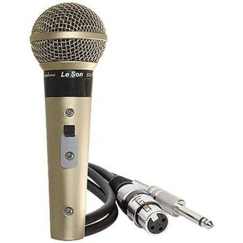 Microfone Leson Sm58 P4 Profissional Acompanha Cabo de 5 Metros Champanhe