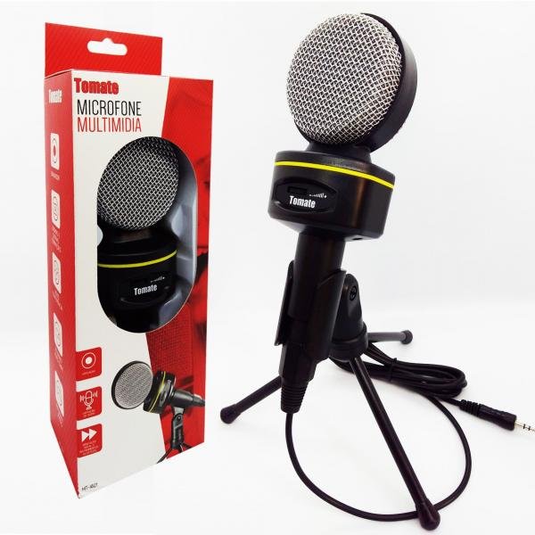 Microfone Multimídia Studio Gravação YouTuber com Tripé e Cabo - MT1021 - Tomate