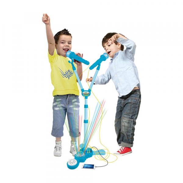 Microfone Musical Duplo Azul Infantil - Dm Toys