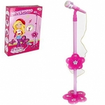 Microfone Musical Infantil Com Pedestal Glam Girls 106cm A Pilha - WellKids