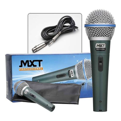 Microfone Mxt Dinâmico Pro Bt-58a Metal com Fio 4.5 Metros Od 5 Mm