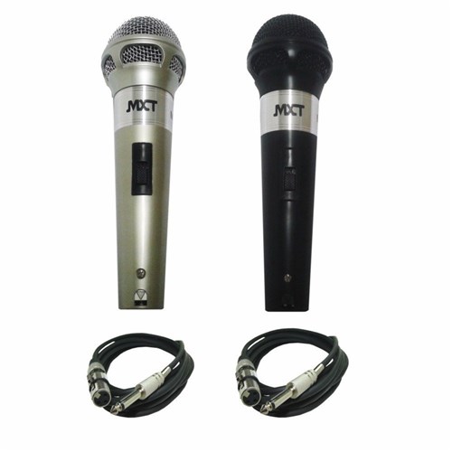 Microfone Mxt M-201 Par Preto e Prata Plástico com Fio 3 Metros