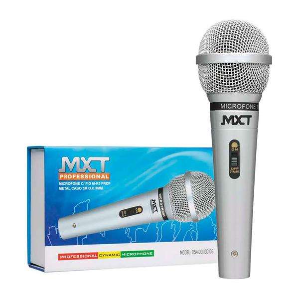 Microfone MXT M-1138 Prata Metal com Fio 3 Metros 541020 - eu Quero Eletro