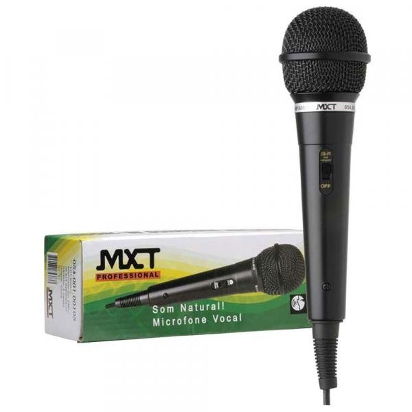 Microfone Mxt M 1800b Plástico Preto com Fio 3 Metros Od 4 Mm