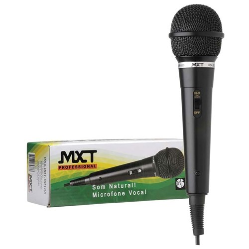 Microfone Mxt M-1800B Plastico Preto com Fio 3 Metros Od 4 Mm