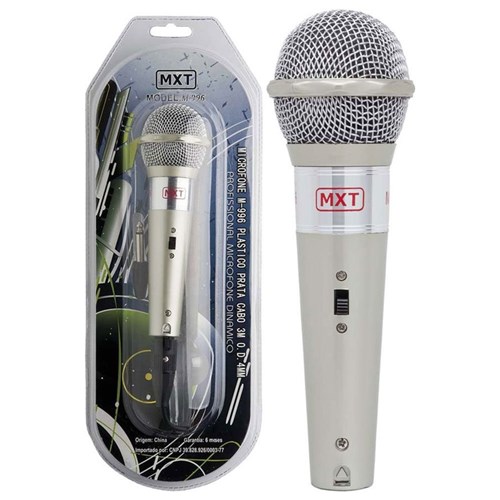 Microfone Mxt M-996 Plastico Prata com Fio 3 Metros 541023