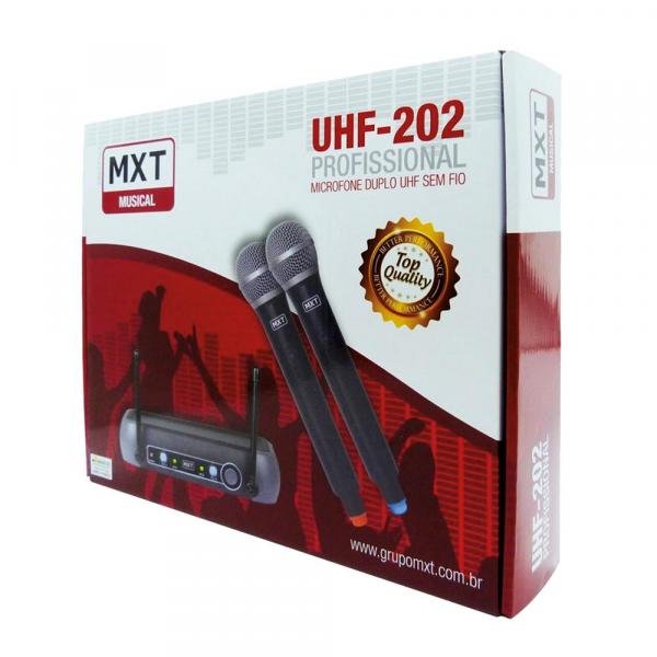 Microfone Mxt Sem Fio Duplo Uhf202 Freq. 687,6 695.5mhz