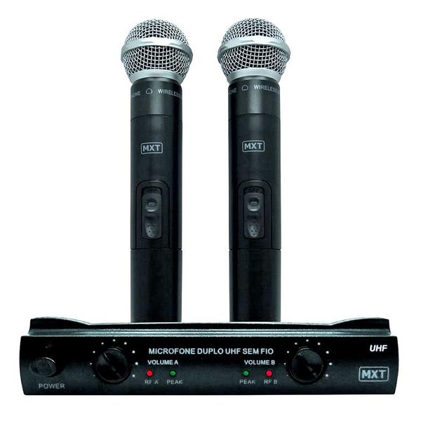 Microfone MXT Sem Fio Duplo UHF302 Maleta FREQ 685,8-690,3MHZ