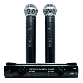 Microfone MXT Sem Fio Duplo UHF302 Maleta FREQ 685.8-690.3MHZ