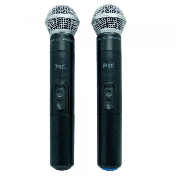 Microfone MXT Sem Fio Duplo UHF302 Maleta FREQ 685,8-690,3MHZ