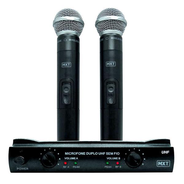 Microfone MXT Sem Fio Duplo UHF302 Maleta FREQ 687,6-695.5MHZ - eu Quero Eletro