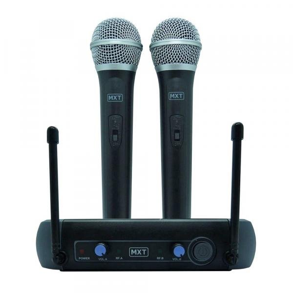 Microfone MXT Sem Fio Duplo UHF202 3mhz Preto