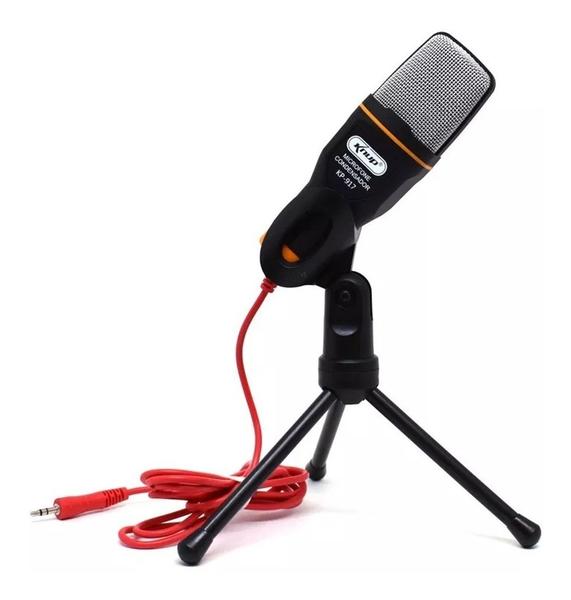 Microfone P2 Condensador com Tripé Gravação Profissional Knup Kp-917