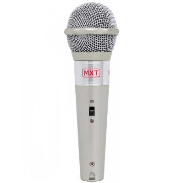Microfone Plástico Prata com Fio 3 Metros Mt541023 Mxt