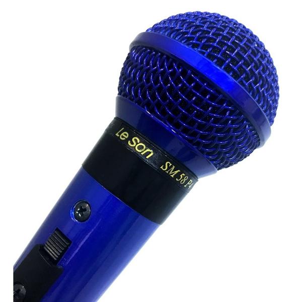 Microfone Profissional com Fio Cardióide Leson Sm58 P4 Azul