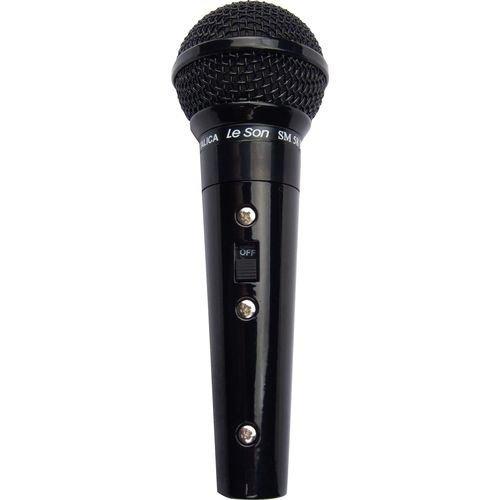 Microfone Profissional com Fio Cardióide Sm58 Preto Brilhante Leson