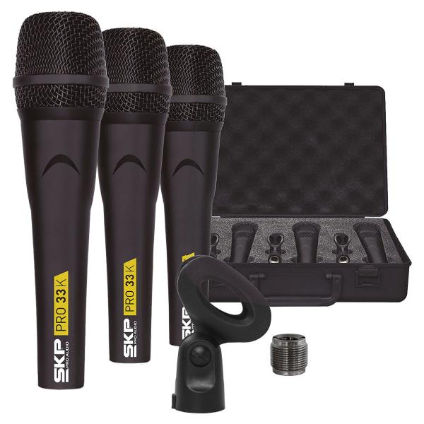 Microfone Profissional com Fio Kit com 3 Peças, não Acompanha Cabos Pro33k - Skp
