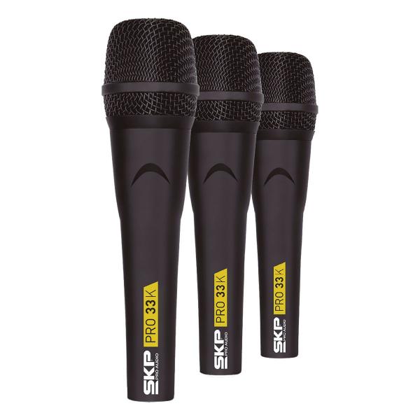 Microfone Profissional com Fio Kit com 3 Peças Pro33k - Skp Audio
