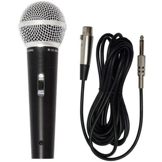 Microfone Profissional Dinamico com Fio M-58 Sm-58 + Cabo 5 Metros - Wn