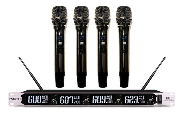 Microfone Quadruplo Ksr Pro Bs 054b S/ Fio Mão Wireless 746