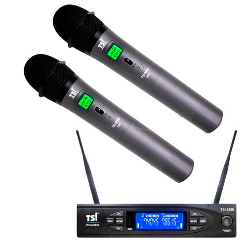 Microfone S/ Fio de Mão Duplo Uhf 8299 - Tsi