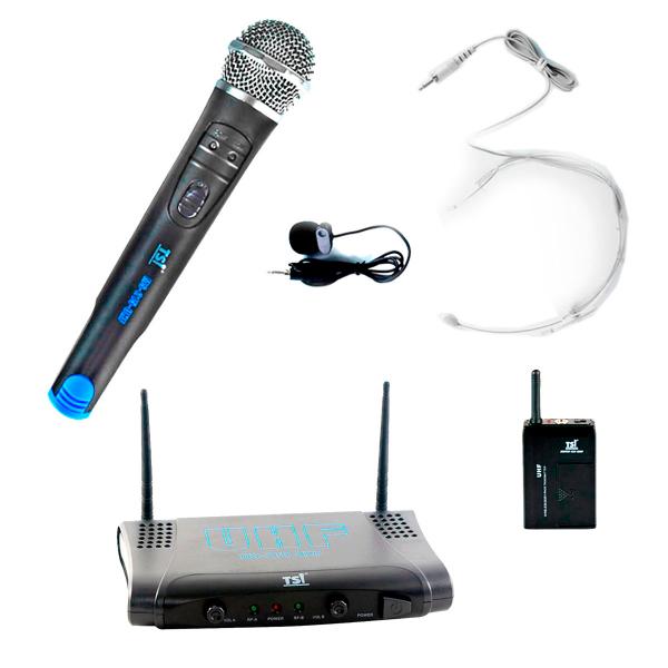 Microfone S/ Fio de Mão / Headset e Lapela UHF - MS 215 CLI TSI
