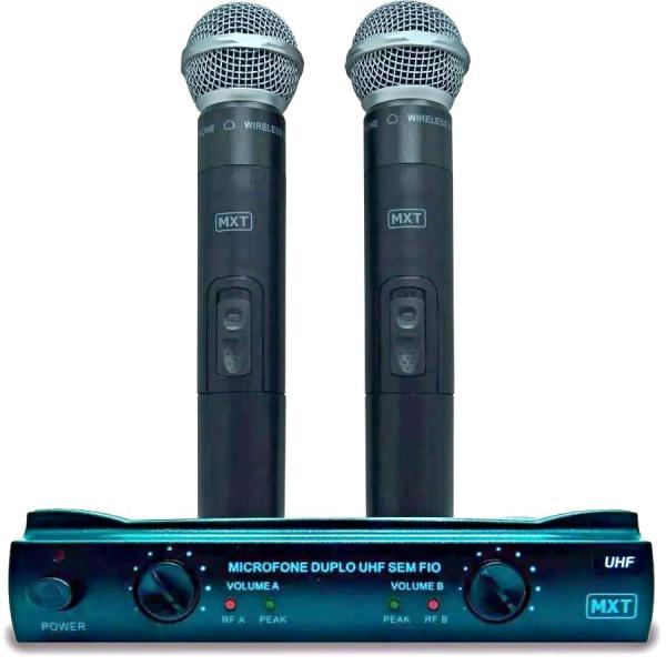 Microfone S/ Fio Profissional Duplo C/ Maleta Mxt Uhf-302