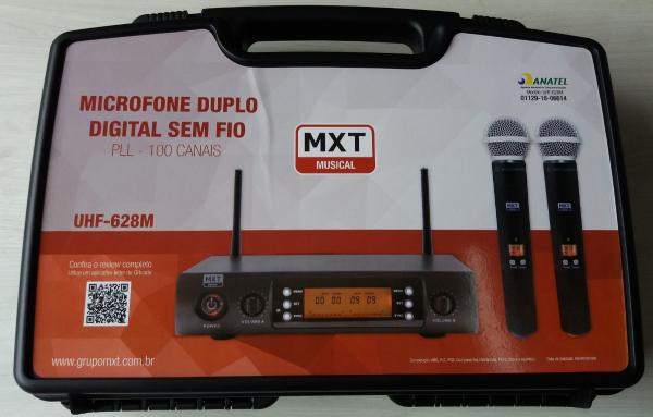 Microfone S/ Fio Profissional Duplo Uhf-628 C/ Maleta Mxt