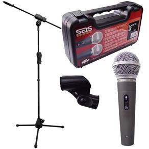 Microfone Santo Angelo Sas 58c + Pedestal Ibox Sm 58